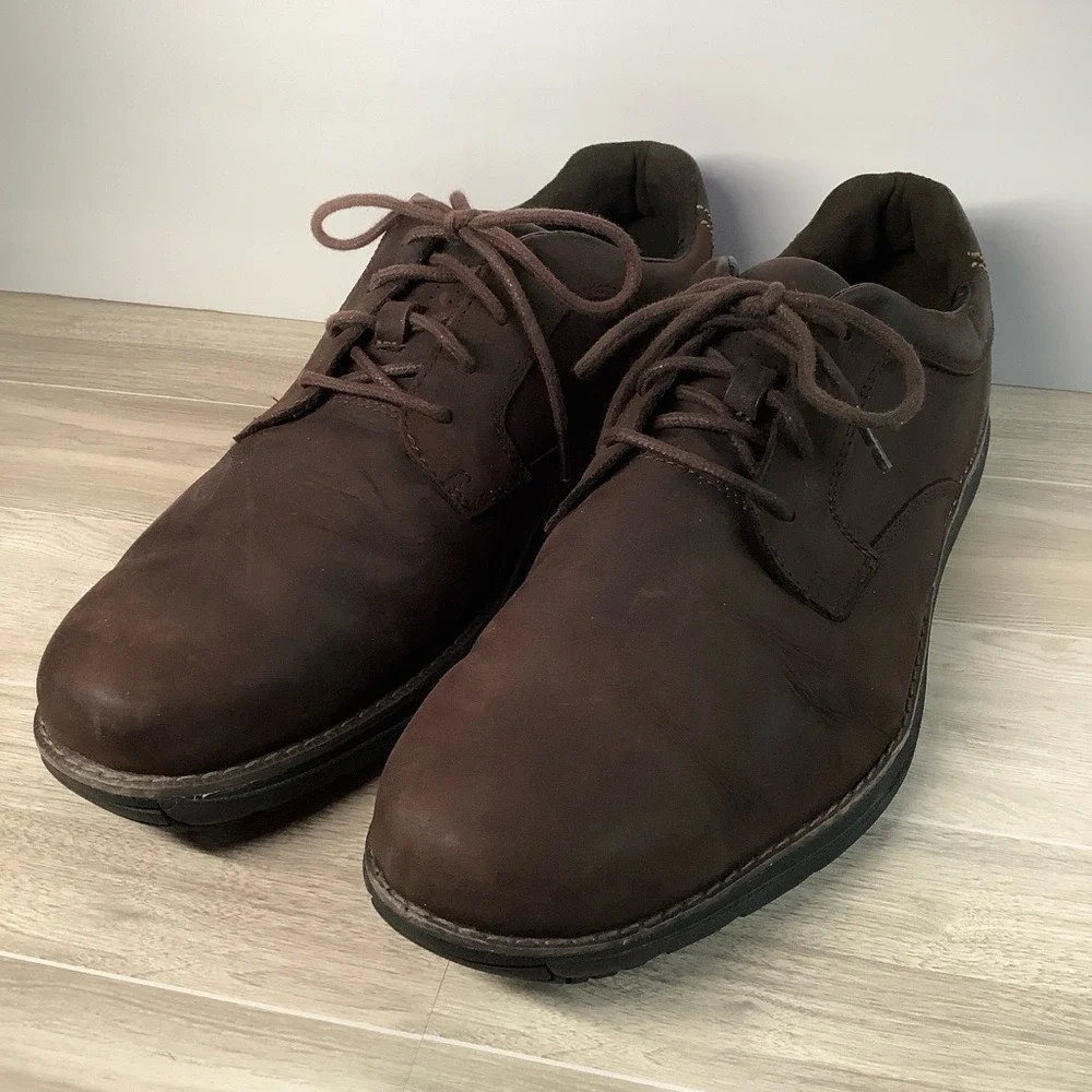 TIMBERLAND Mens Brown Leather Anti-Fatigue Oxfords Lace-up Shoe Casual US 13